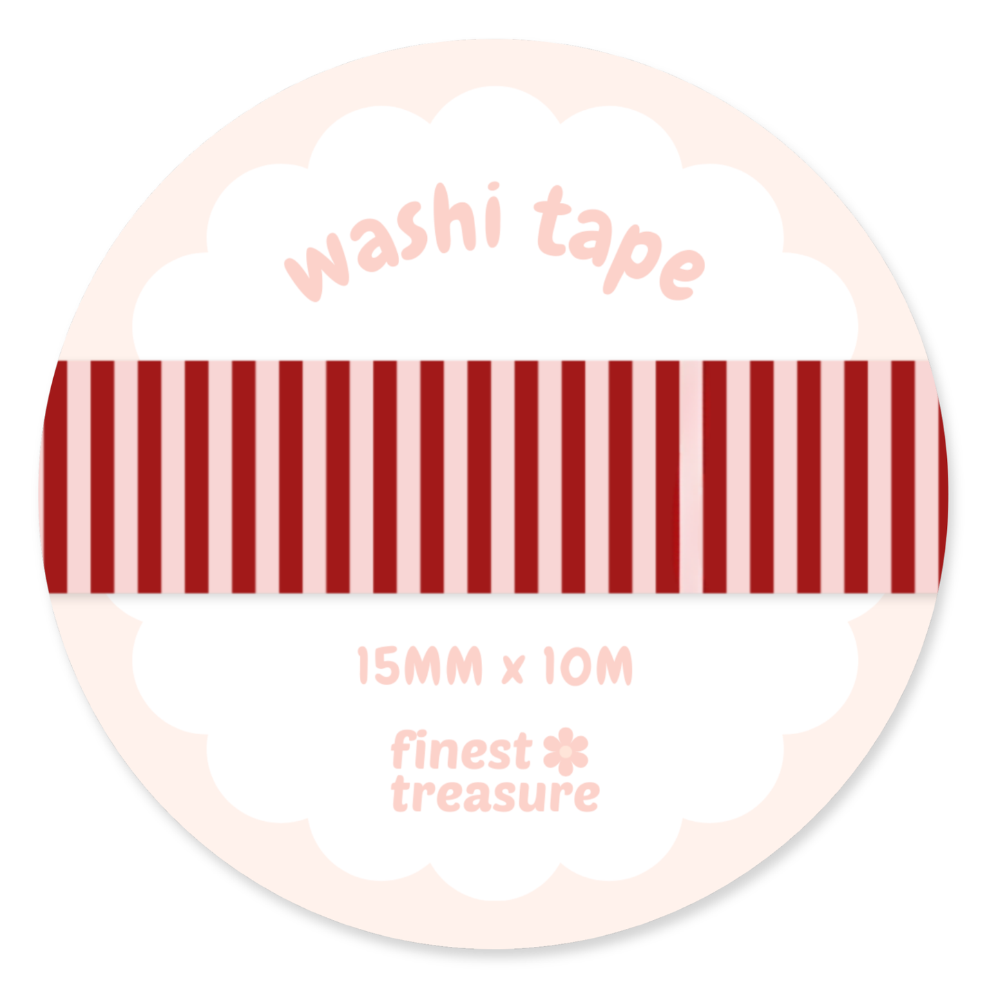 Pink Red Stripes Washi Tape