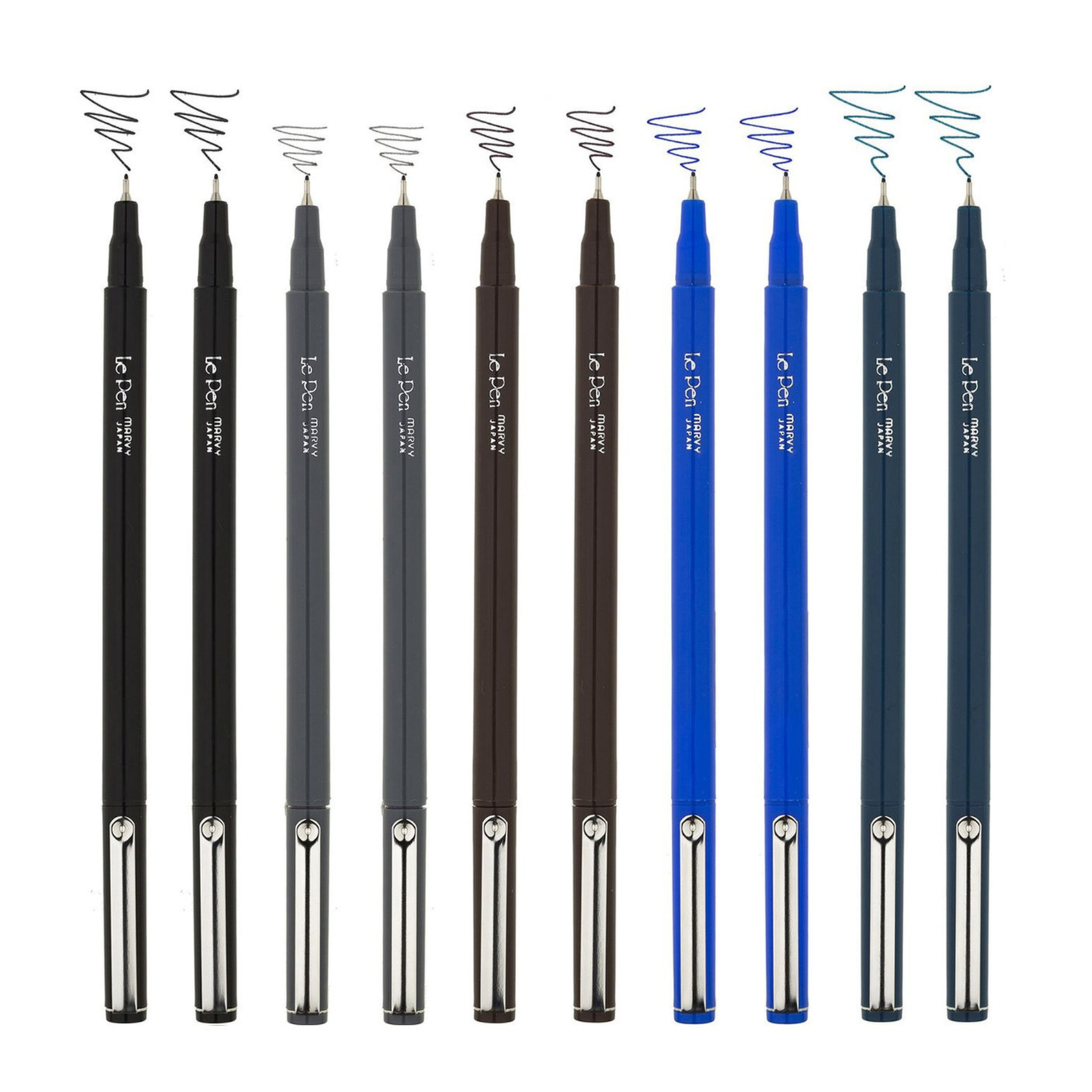 Marvy Uchida Le Pen Earth Tone 10-teiliges Set 0,3 mm in stabilem Aufbewahrungskoffer