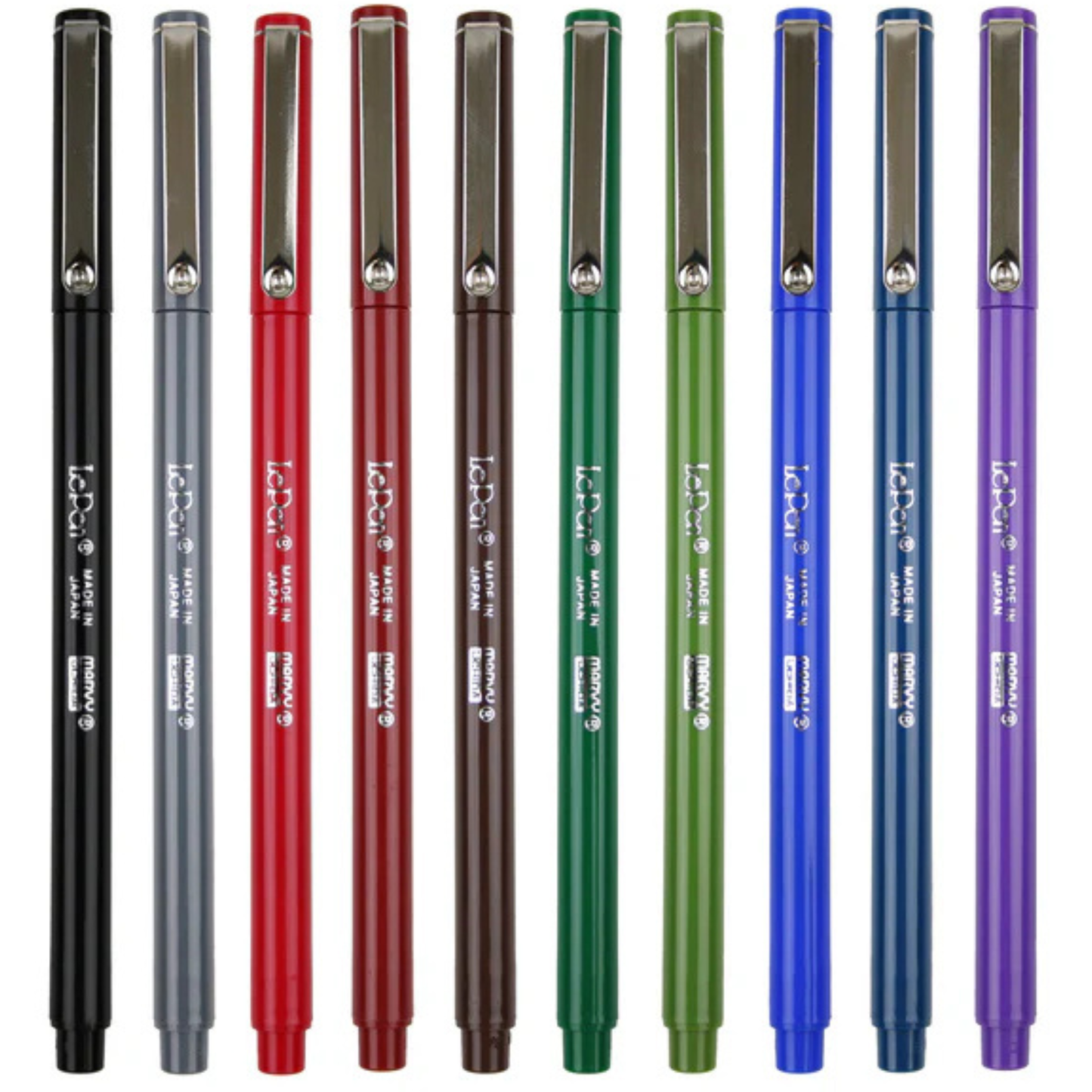 Marvy Uchida Le Pen Dunkel 10-teiliges Set 0,3 mm in stabilem Aufbewahrungskoffer