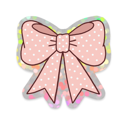 Glitter Sticker Roze Strik