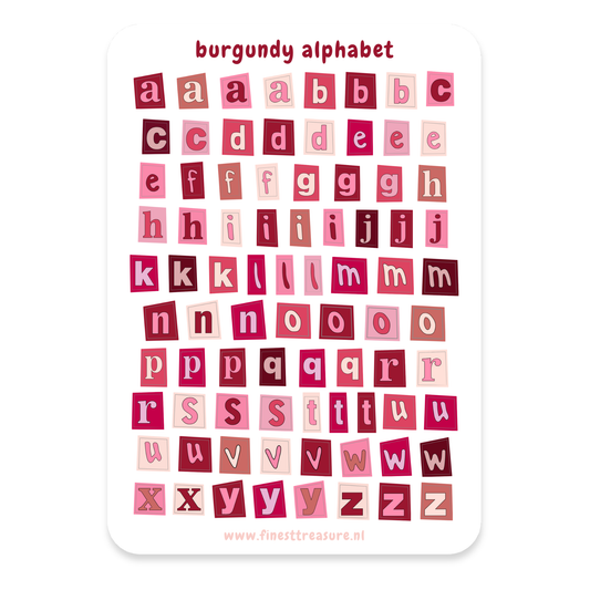Stickervel Burgundy Alphabet