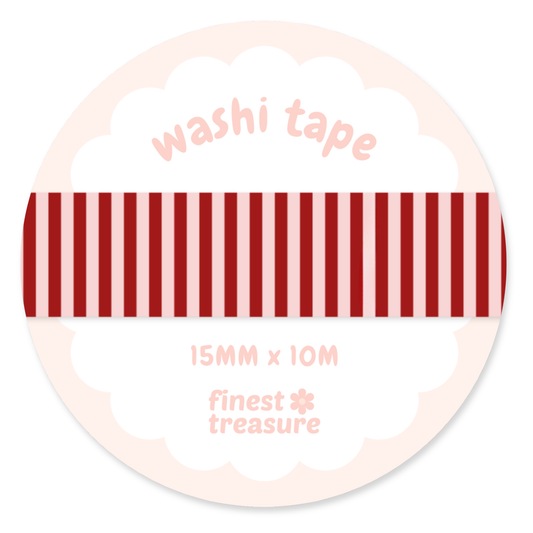 Pink Red Stripes Washi Tape