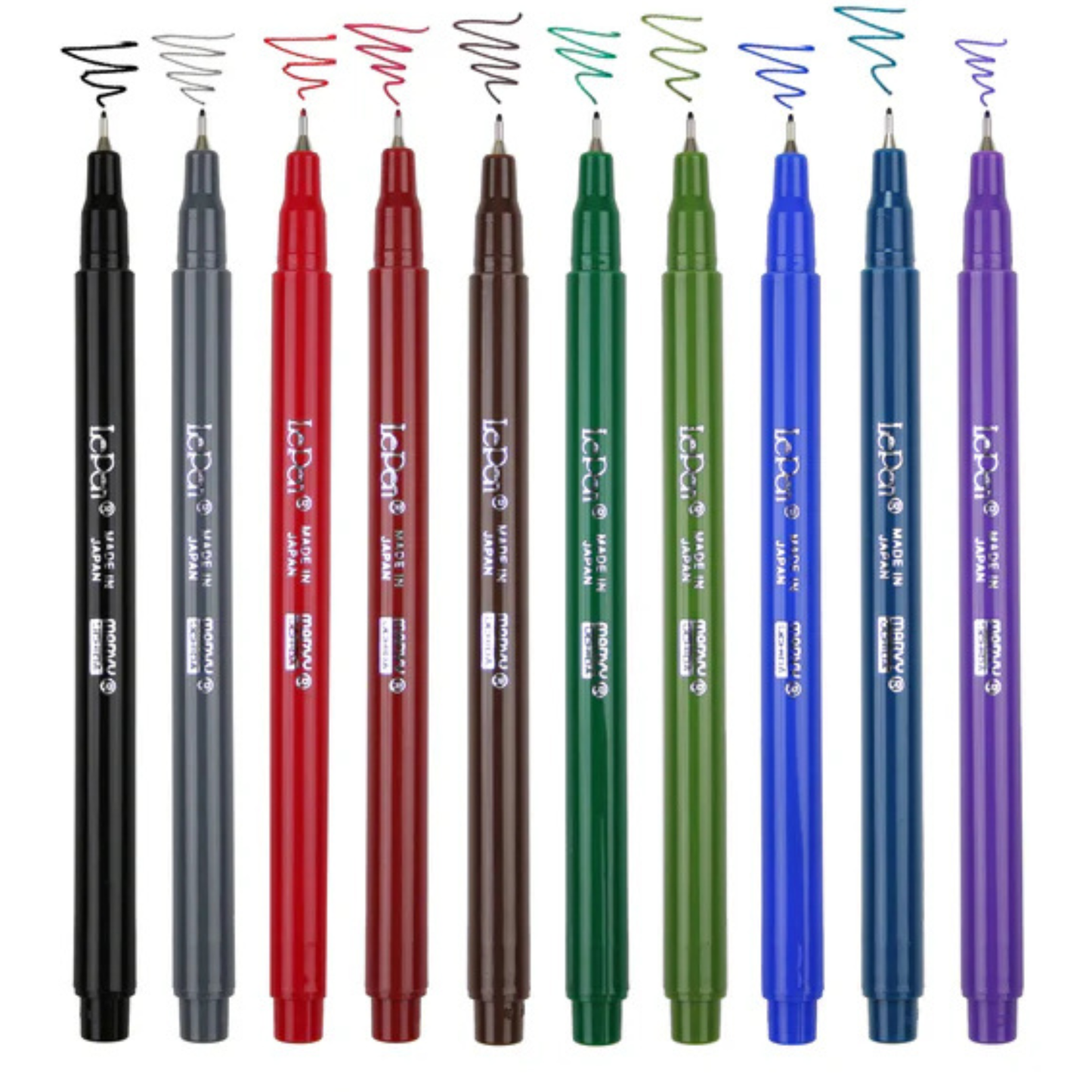 Marvy Uchida Le Pen Dunkel 10-teiliges Set 0,3 mm in stabilem Aufbewahrungskoffer