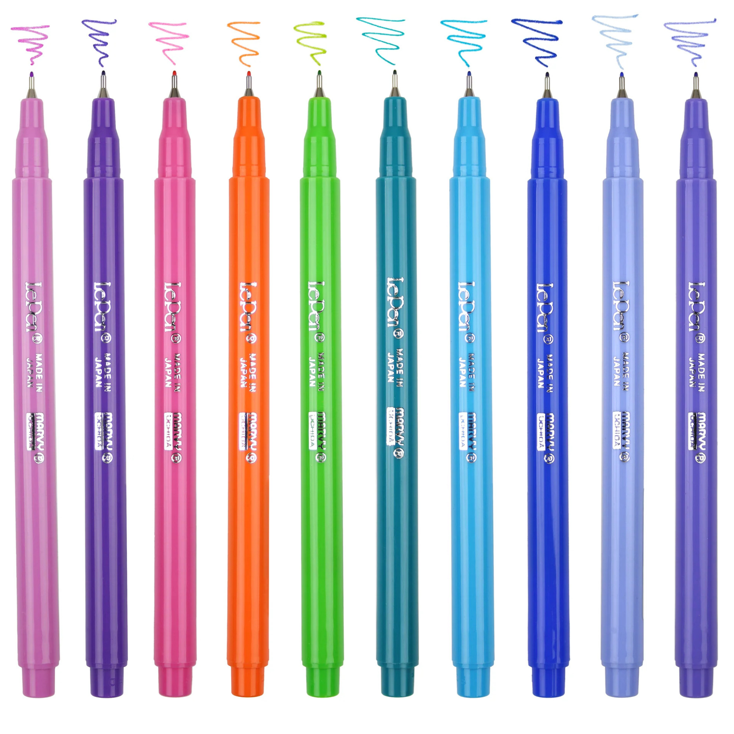 Marvy Uchida Le Pen Bright 10-teiliges Set 0,3 mm in stabilem Aufbewahrungskoffer