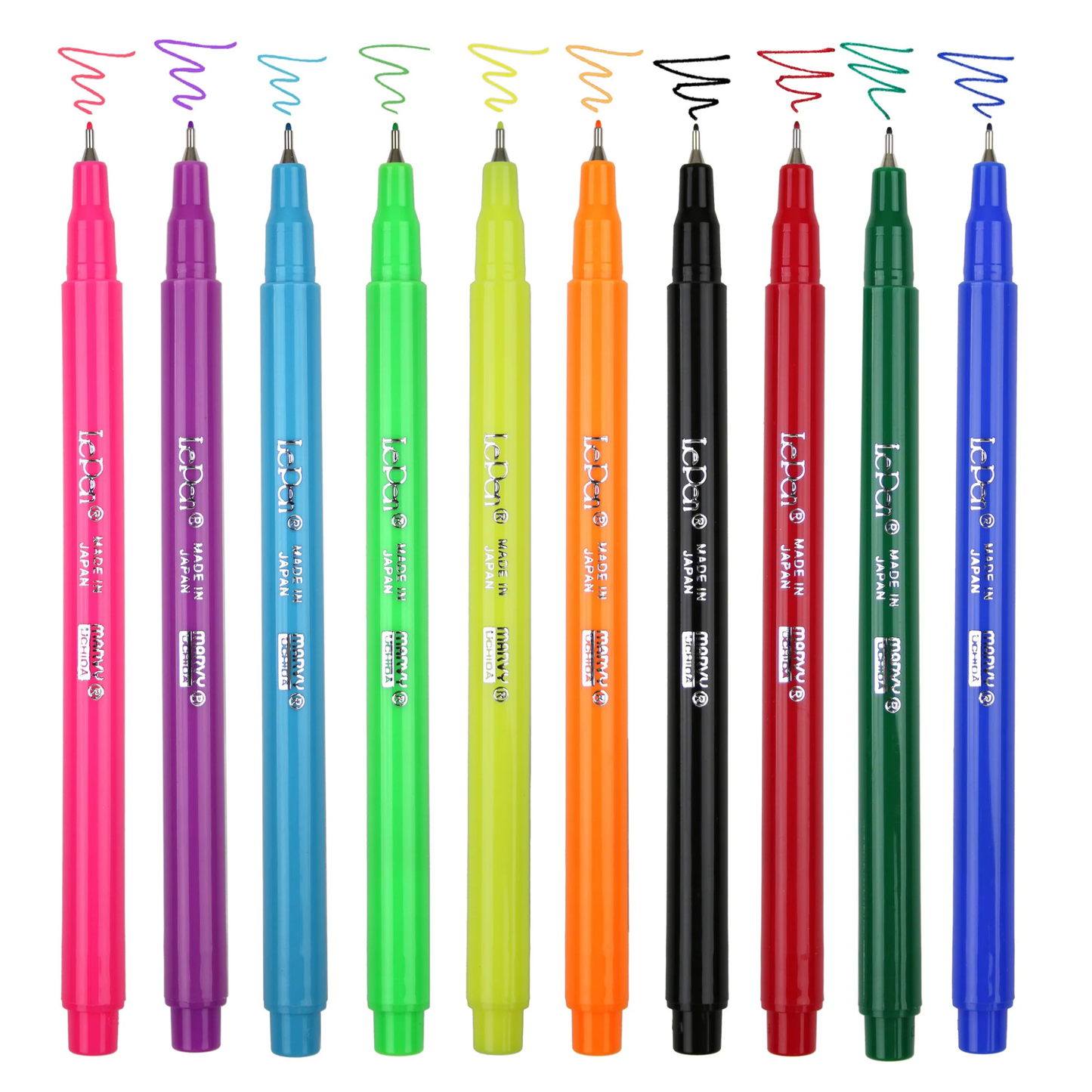 Marvy Uchida Le Pen Neon 10-teiliges Set 0,3 mm in stabilem Aufbewahrungskoffer