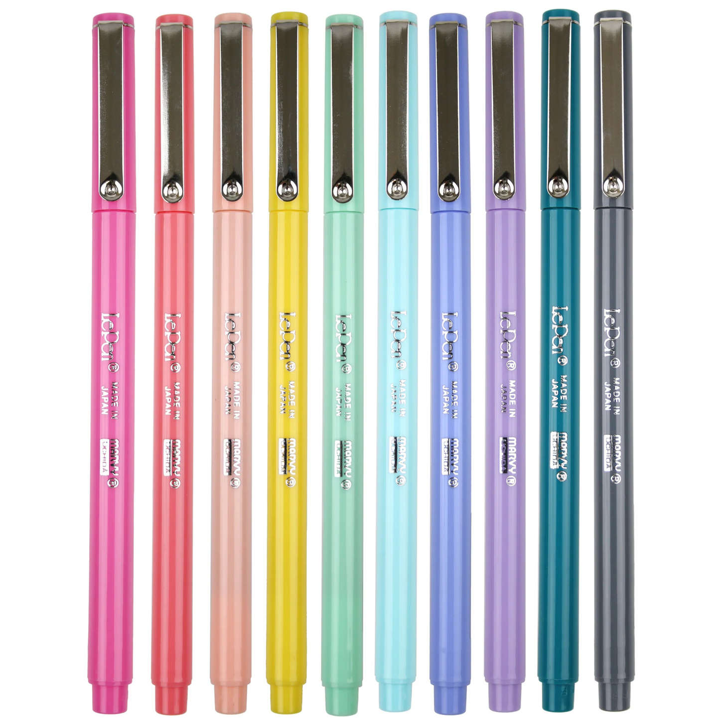 Marvy Uchida Le Pen Pastellfarben 10-teiliges Set 0,3 mm in stabilem Aufbewahrungskoffer