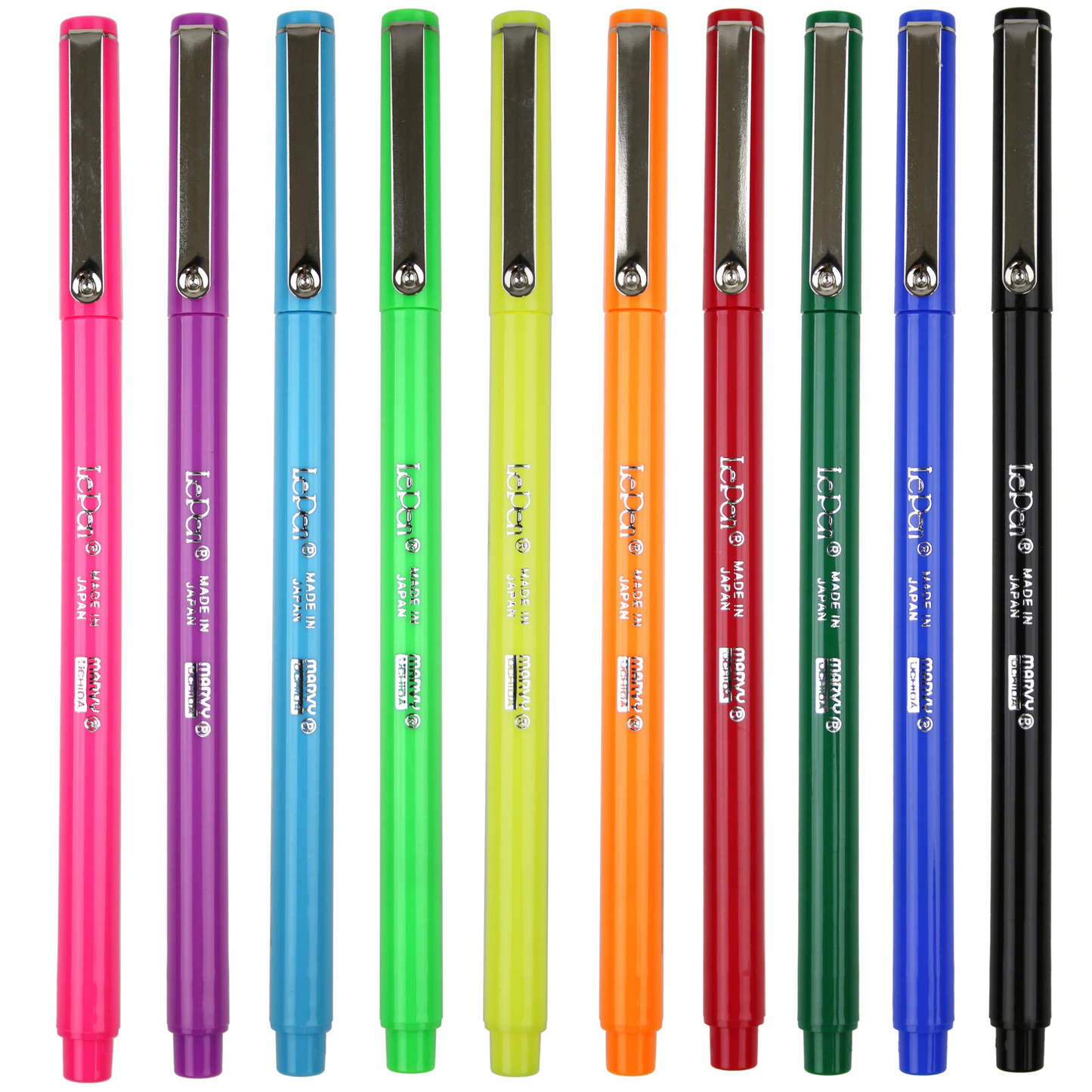 Marvy Uchida Le Pen Neon 10-teiliges Set 0,3 mm in stabilem Aufbewahrungskoffer