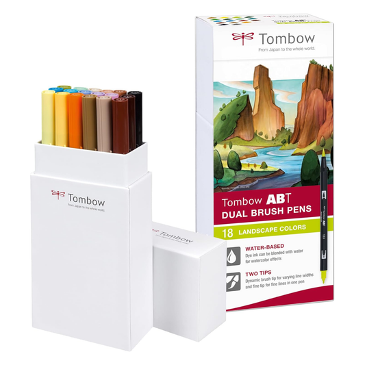 Tombow ABT Dual Brush Pen set van 18 Landscape Colors (waterbasis)