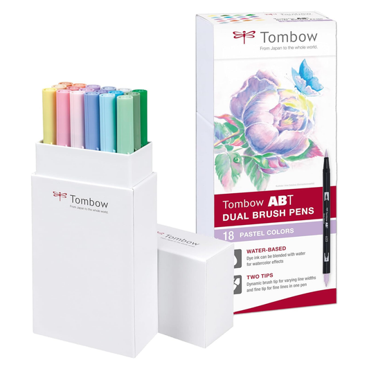 Tombow ABT Dual Brush Pen set van 18 Pastel Colors (waterbasis)