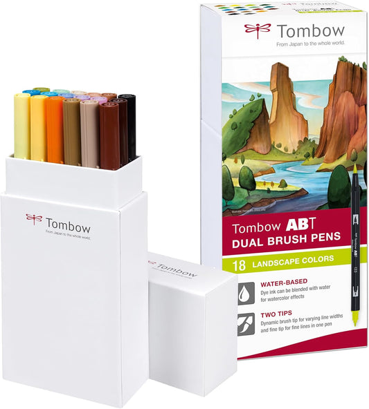 ABT Dual Brush Pen set van 18 Landscape Colors (waterbasis)