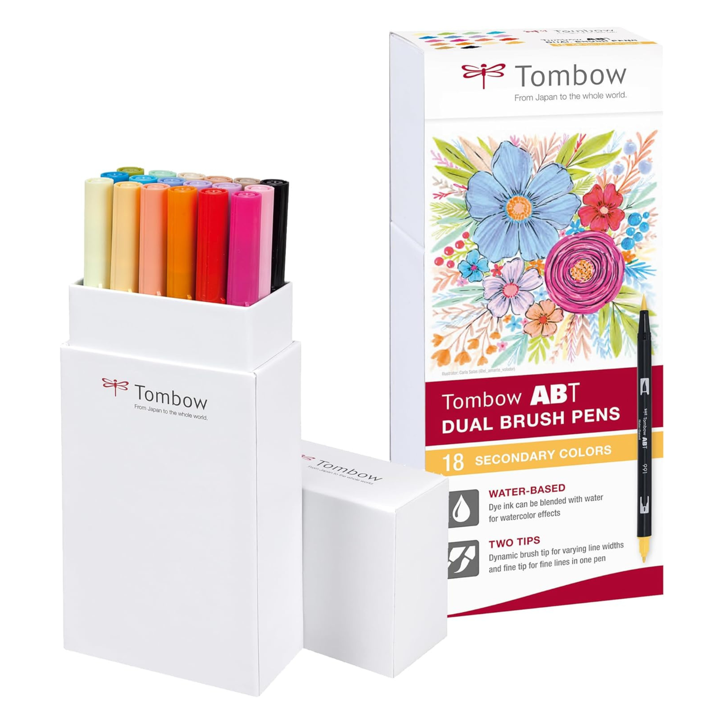 Tombow ABT Dual Brush Pen set van 18 Secondary Colors (waterbasis)