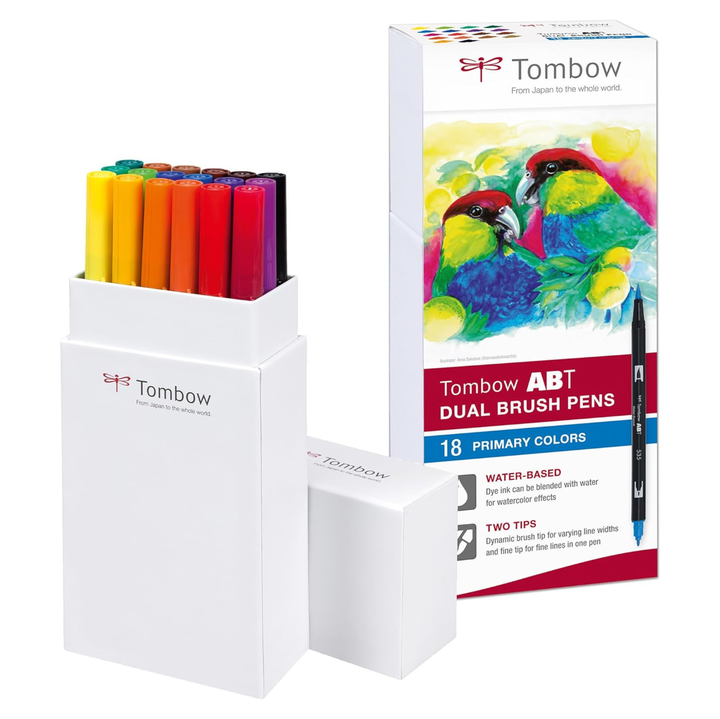 Tombow ABT Dual Brush Pen set van 18 Primary Colors (waterbasis)