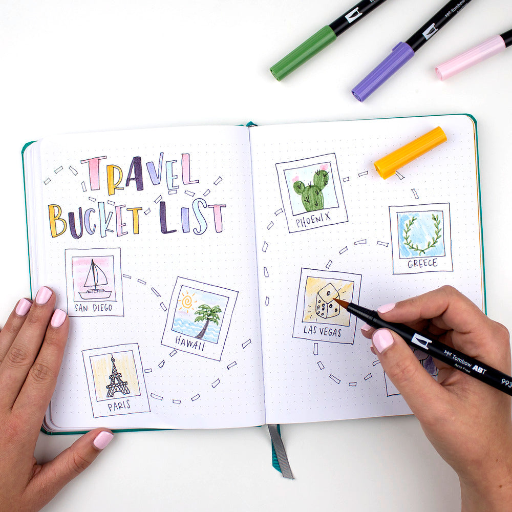 ABT Dual Brush Pen set van 6 primaire kleuren (waterbasis)