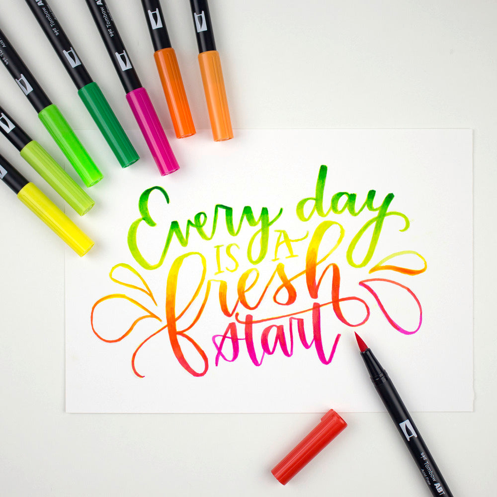 ABT Dual Brush Pen set van 6 primaire kleuren (waterbasis)