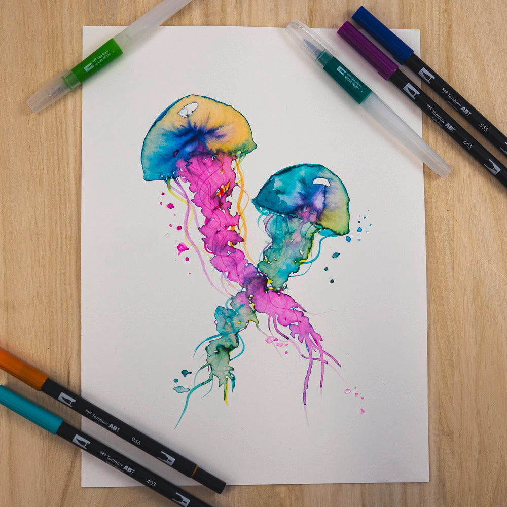 ABT Dual Brush Pen set van 6 primaire kleuren (waterbasis)