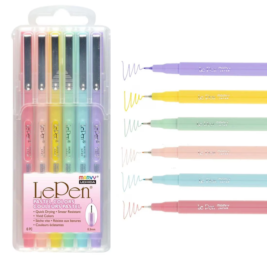 Marvy Uchida Le Pen Pastel 6-delige set 0,3 mm in stevige opbergcase
