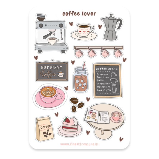 Planche d'autocollants Amateur de Café