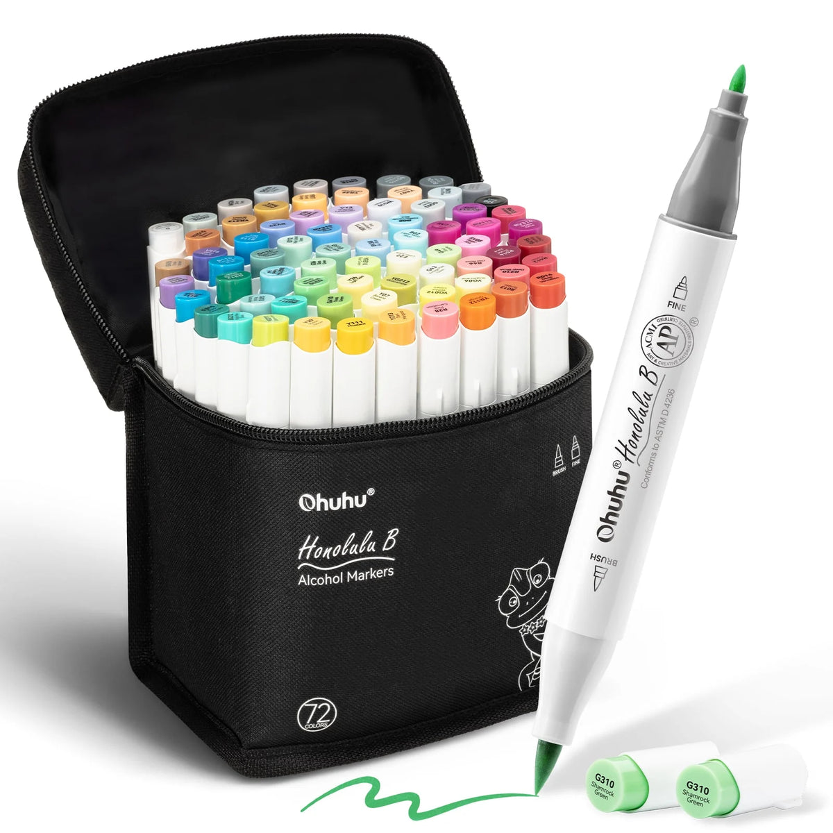 Ohuhu Honolulu B 104 Farben Alkoholmarker, Pinsel- und Feinspitze