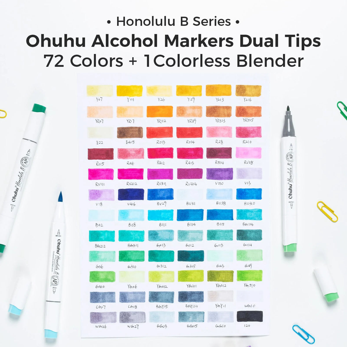 Ohuhu Honolulu B 104 Farben Alkoholmarker, Pinsel- und Feinspitze
