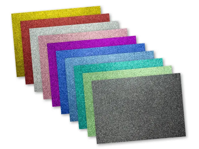 Glitterkarton Kangaro pak 10 vel 25x35cm, 10 kleuren 300 grams
