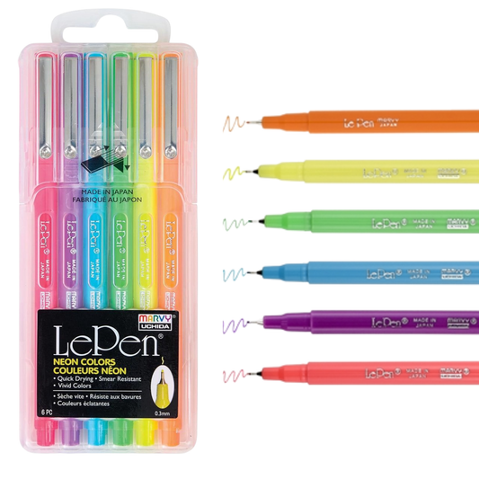 Marvy Uchida Le Pen Neon Color 6-teiliges Set 0,3 mm in stabilem Aufbewahrungskoffer (Kopie)