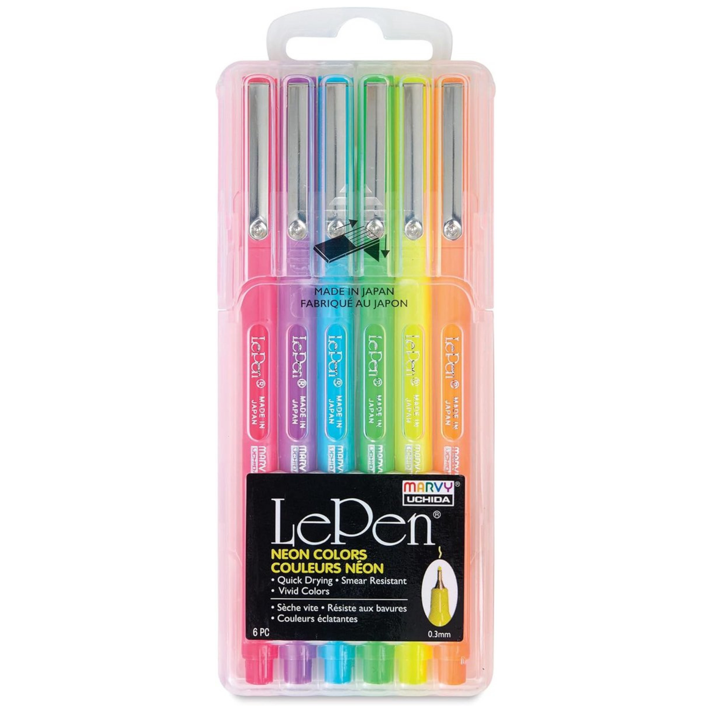 Marvy Uchida Le Pen Neon Color 6-teiliges Set 0,3 mm in stabilem Aufbewahrungskoffer (Kopie)