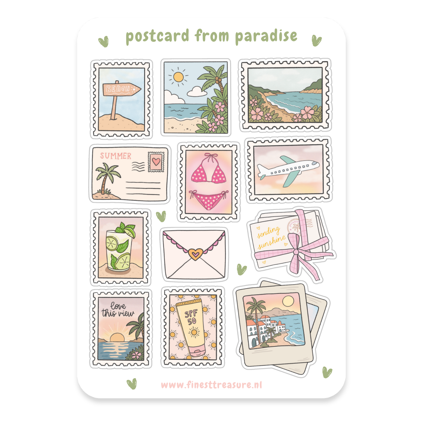 Hoja de pegatinas Postal desde el paraíso