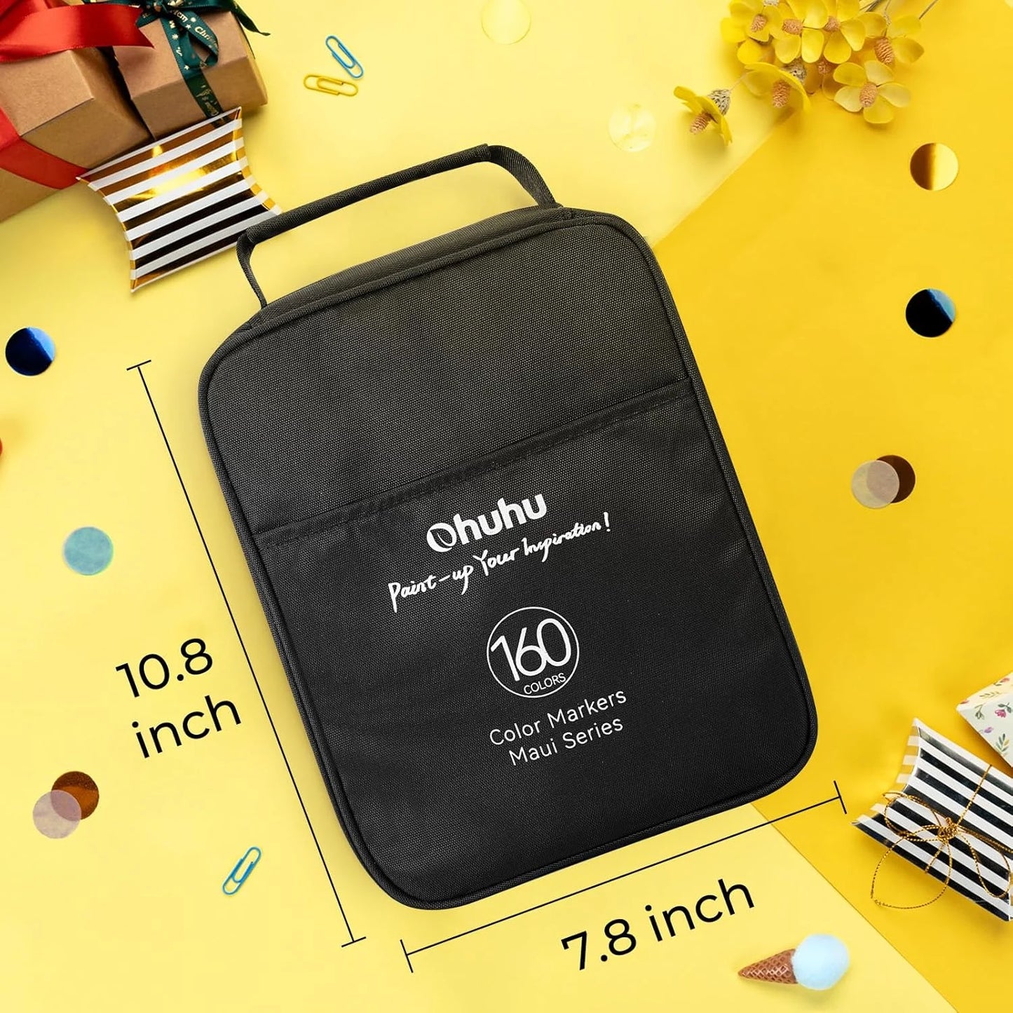 Ohuhu Dual Tip Brush markers – waterbasis – set van 160 in zwarte etui