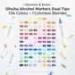 Ohuhu Honolulu B 104 kleuren + 1 kleurloze blender - kleurswatches