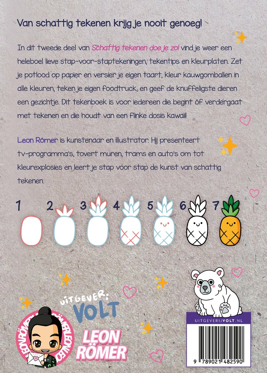 Achterzijde van het boek Schattig tekenen doe je zo! Deel 2