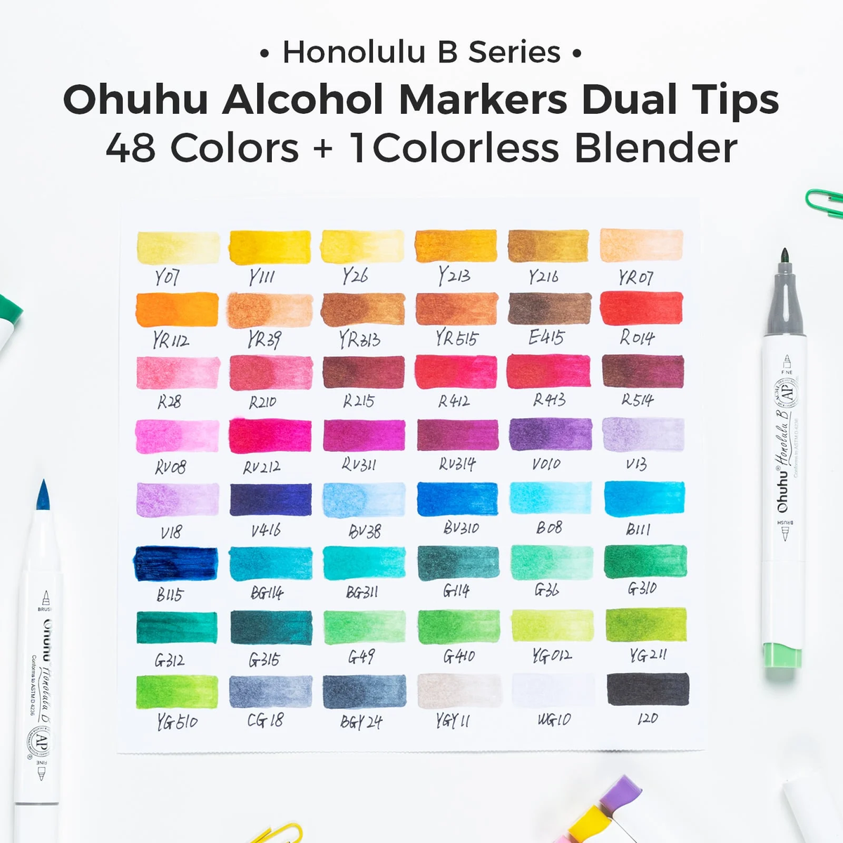 Ohuhu Honolulu B 48 kleuren - kleurswatches
