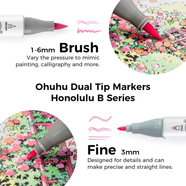 Ohuhu Honolulu B – Brush & Fine punt detail