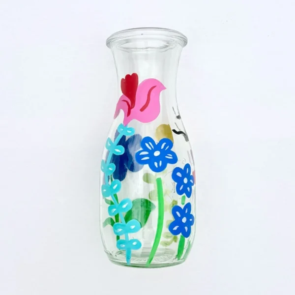 Arrtx Acrylic Markers in gebruik - bloemen en vogel op glazen fles