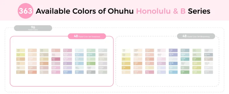 Ohuhu Honolulu B Series – 363 beschikbare kleuren overzicht