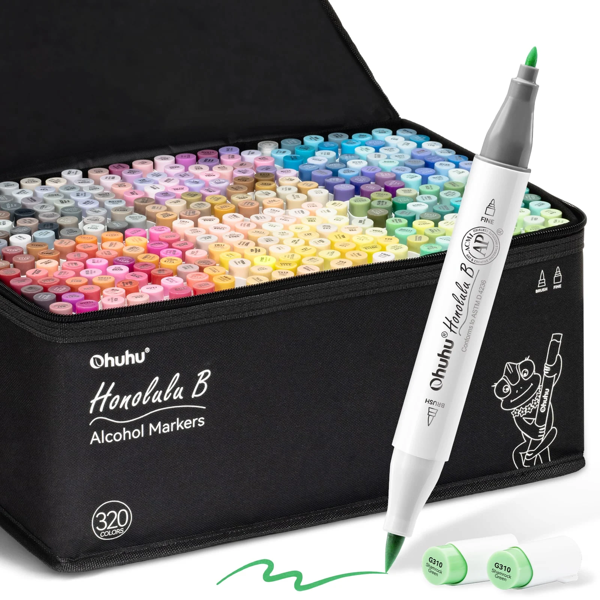 Ohuhu Honolulu B 320 kleuren set in zwarte draagtas